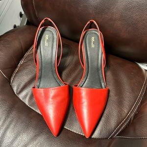 Diane Von Furstenberg Fiery Red Double Strap Heels